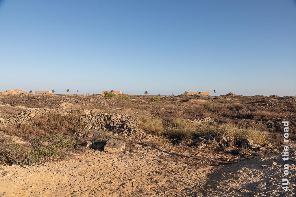 Bild Hier wartet noch viel Arbeit auf die Archäologen im Al Baleed Archäologiepark zeigt ein riesiges Areal mit noch auszugrabenden Hügeln und Steinresten.