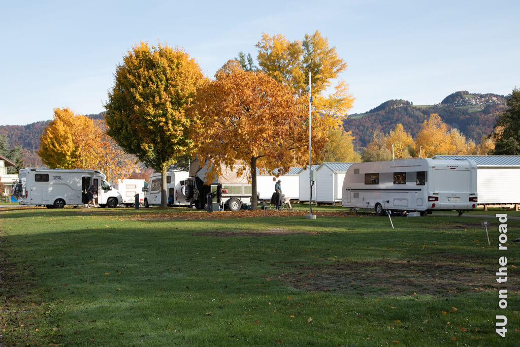 Camping im Herbst kann auch Spass machen, wenn das Wetter mitspielt, wie am Sonntagmorgen. - Erste Campingerfahrungen mit dem eigenen Wohnmobil auf dem Campingplatz Gwatt am Thunersee