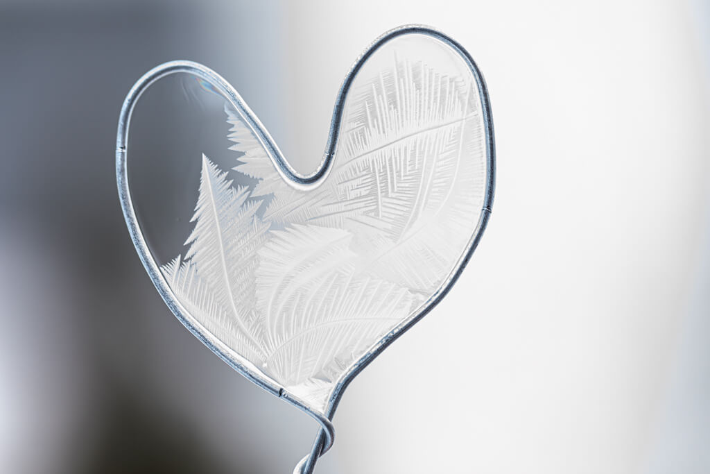Ein Herz aus Draht mit gefrierender Seifenblasenlösung ist das einzige Herz, welches ich dieses Jahr fotografiert habe.