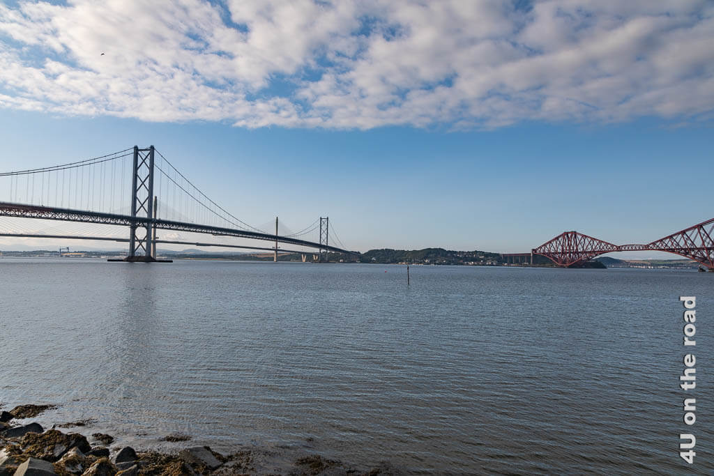 Alle drei Brücken über den Firth of Forth in einem Bild.